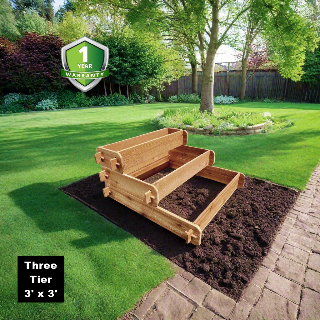 Timberlane Gardens Raised Garden Bed Kit 3 Tiered (1x3 2x3 3x3) Select Cedar Elevated Planter