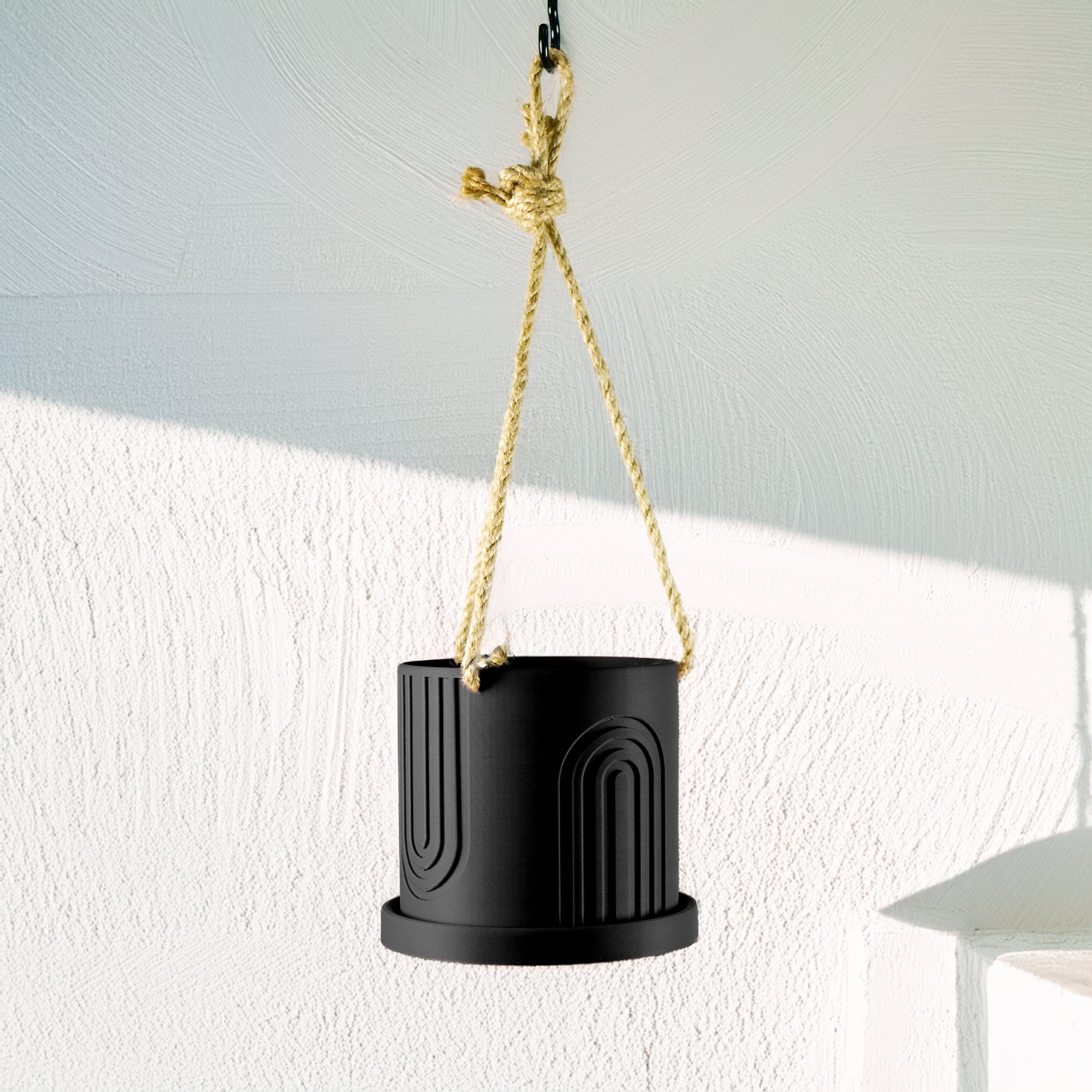 Indoor Hanging Planter for Indoor, 4 or 5 inch Hanging Plant Pot Unique Gift, 3D Printed Planter, Outdoor Patio Decor, Cottagecore Decor,BOW