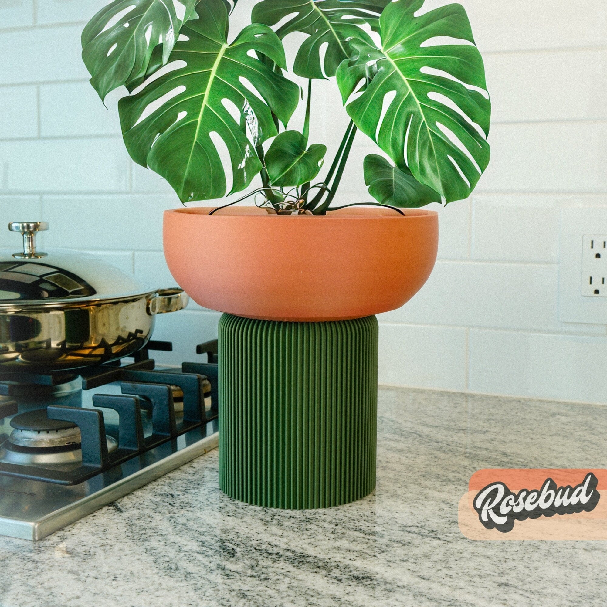 Modern Pedestal Plant Pot, Two-Piece