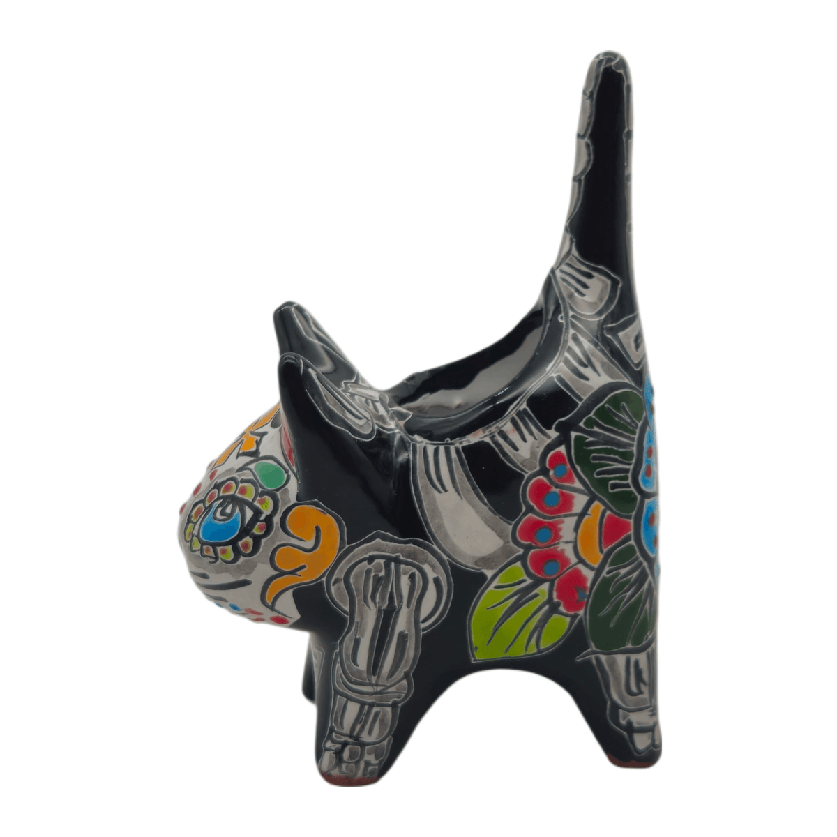 Talavera Cat Planter | Day of the Dead Ceramic Decor