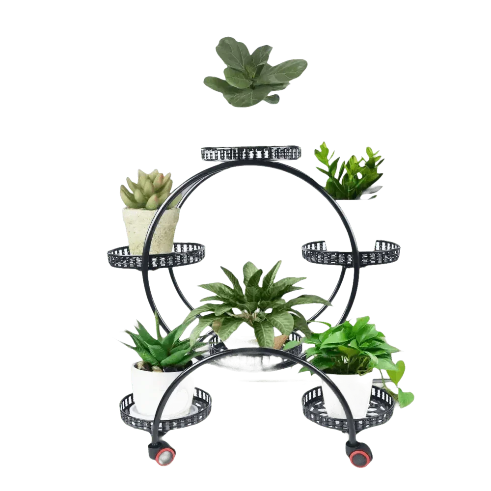 Black Metal Plant Stands Six Tier Circular Design