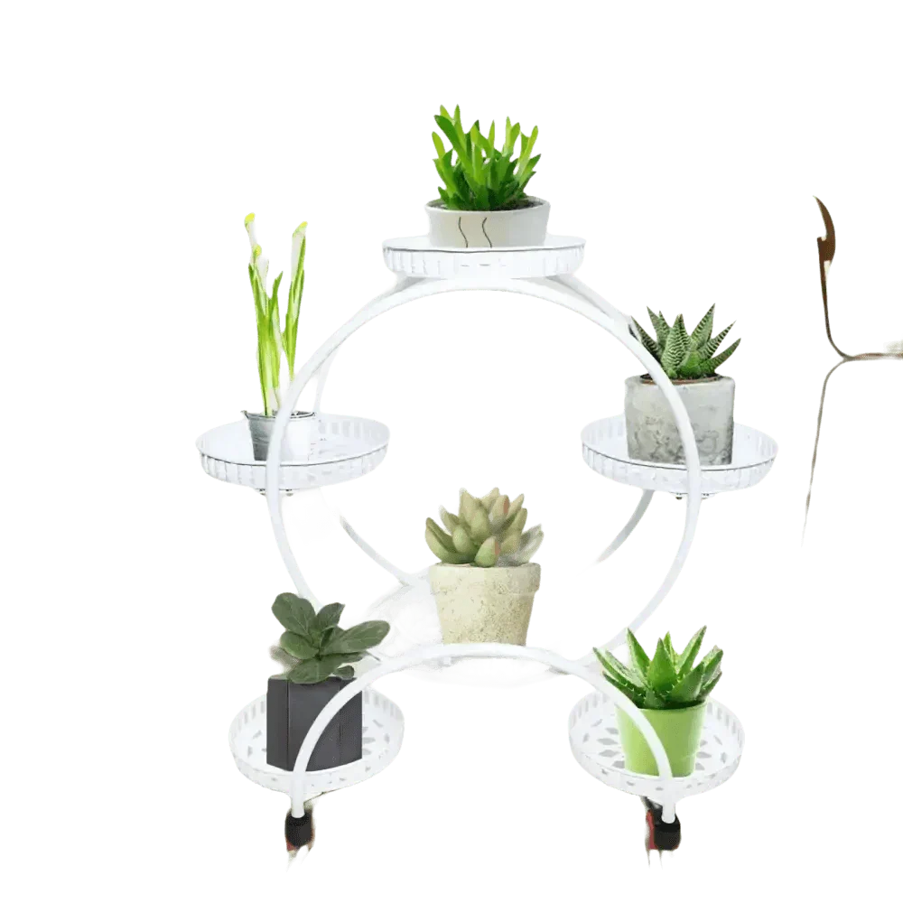 Black Metal Plant Stands Six Tier Circular Design