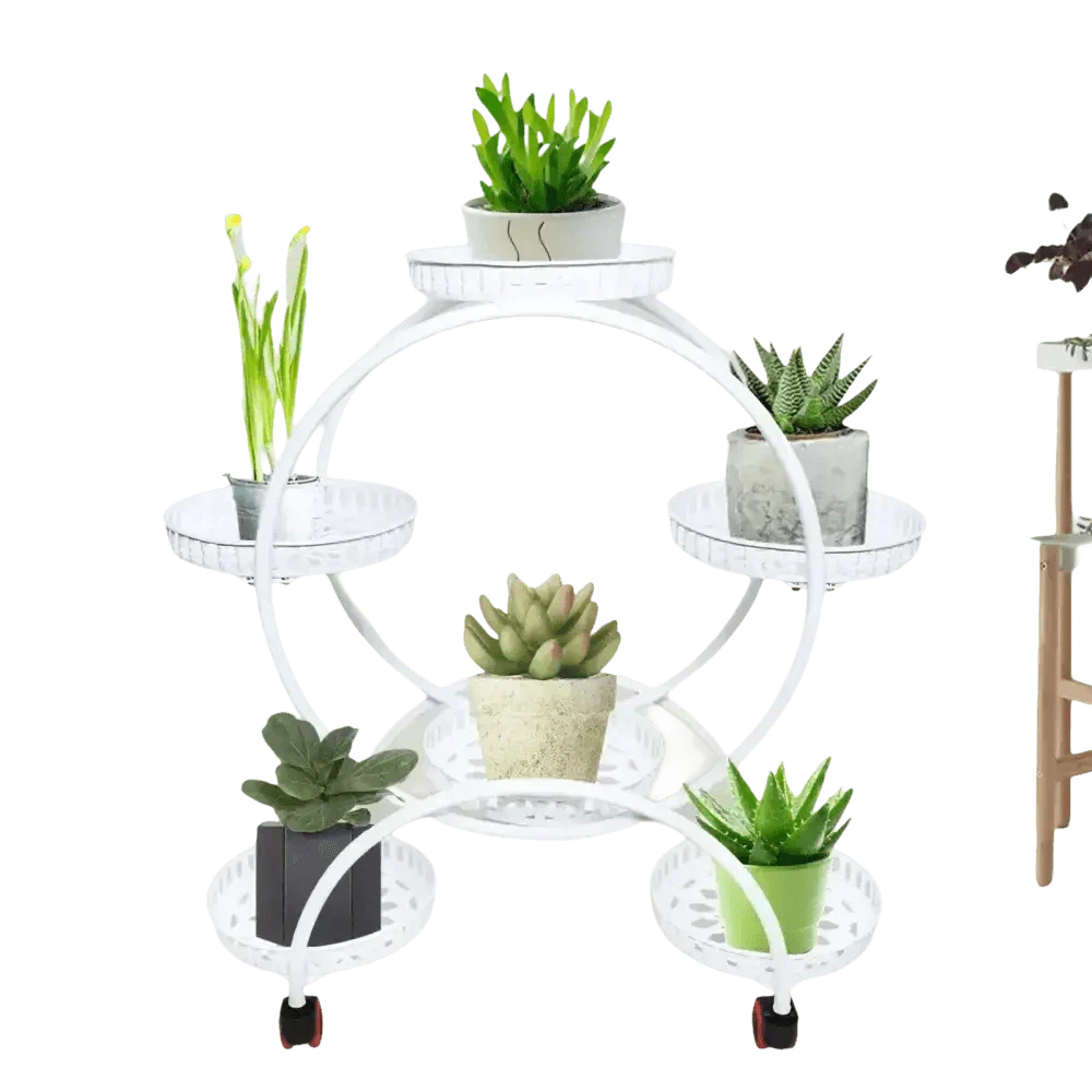 Black Metal Plant Stands Six Tier Circular Design
