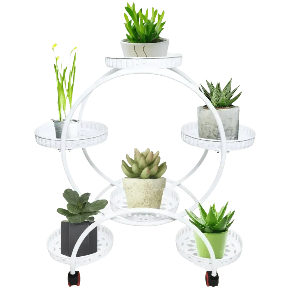 Black Metal Plant Stands Six Tier Circular Design